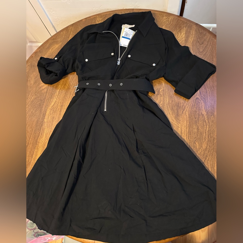 Michael Michael Kors Black Belted Shirt Dress size XL NWT